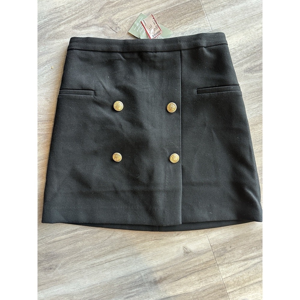HM Black Skirt Gold Buttons US 4 NWT